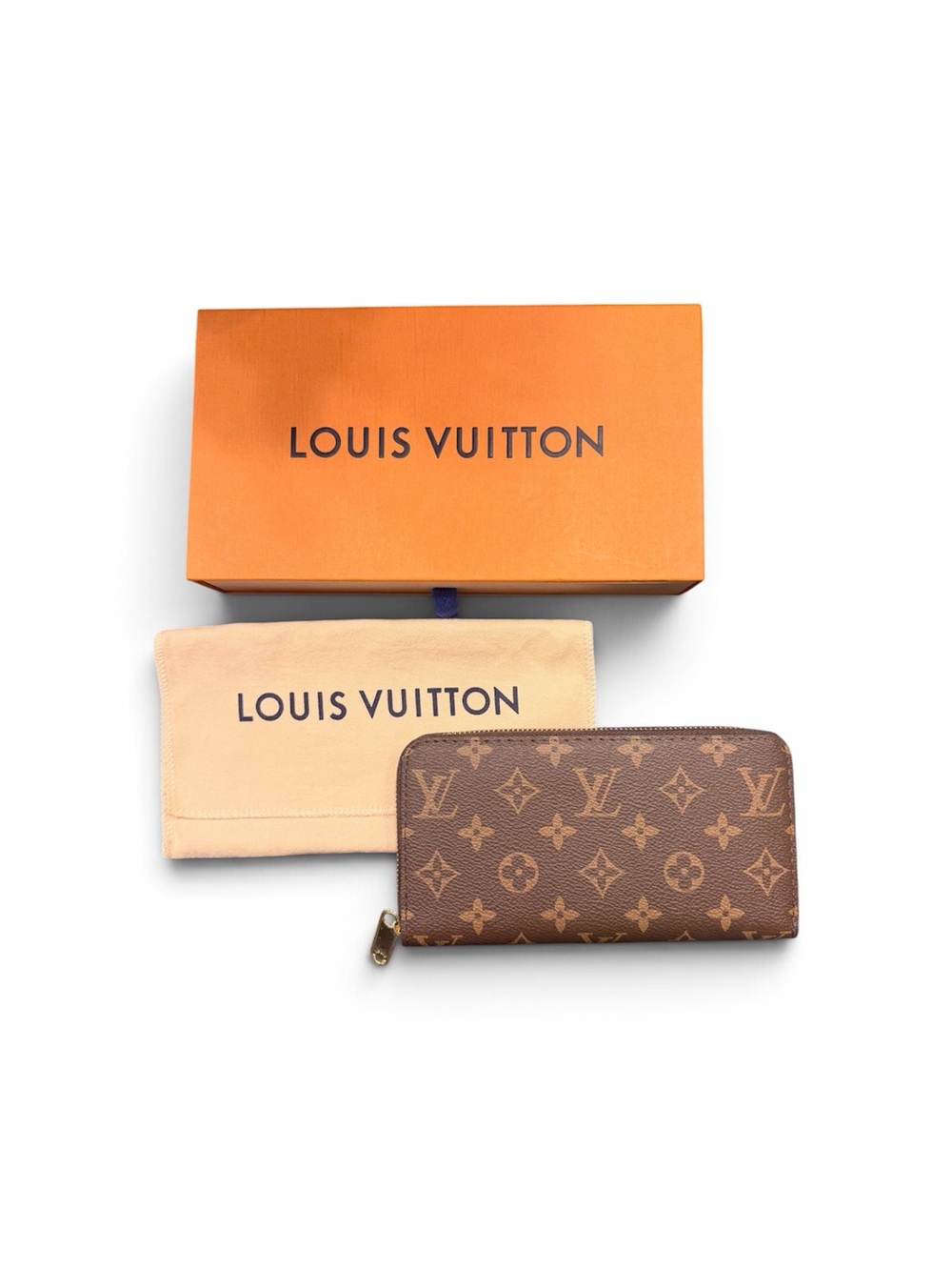Louis Vuitton Brown Monogram Zippy Wallet with Gold Hardware